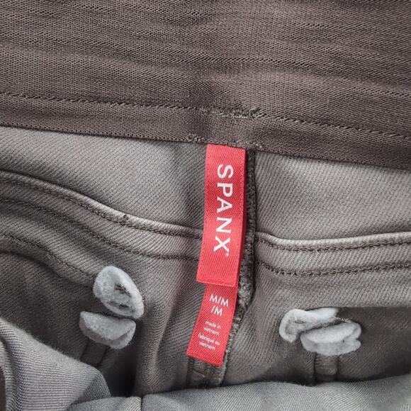 Spanx Pants Women Medium Beige Stretch Twill Wide Leg Pull On Khaki Cropped - Picture 4 of 10